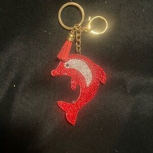 Elegant Red and Silver Dolphin Keychain